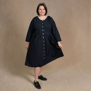 Dahlia Black Cotton Coat Dress