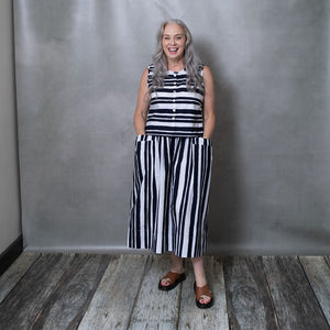 Dessa Typewriter Stripe Cotton Skirt