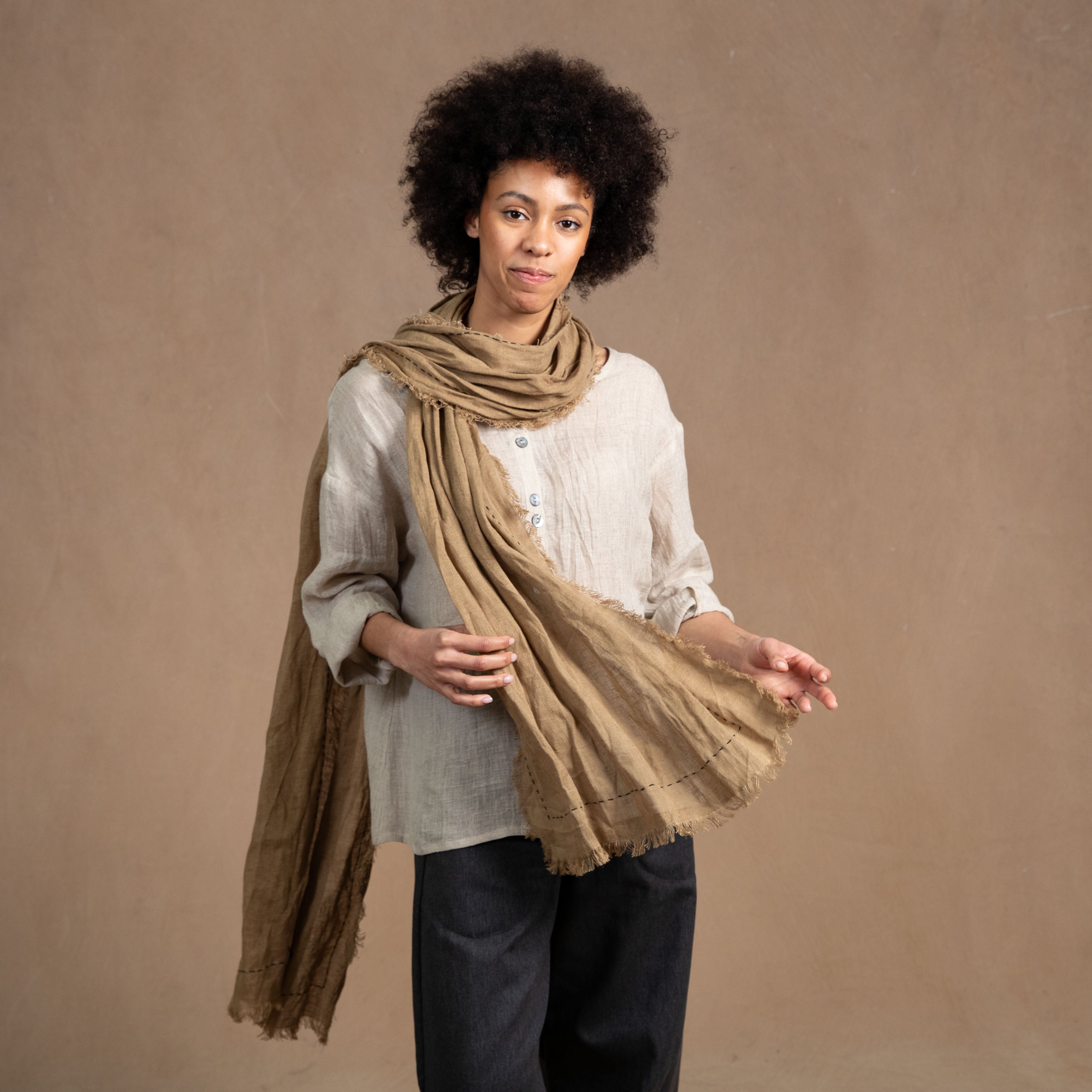 Long linen deals scarf