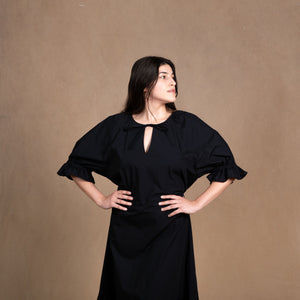 Odette Black Cotton Maxi Dress