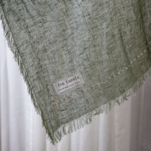 Hand Embroidered khaki Gauze Linen Scarf