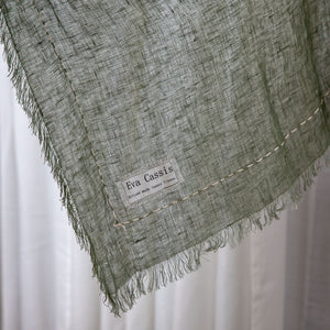 Hand Embroidered khaki Gauze Linen Scarf