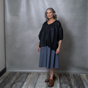 Athena Black Linen Top