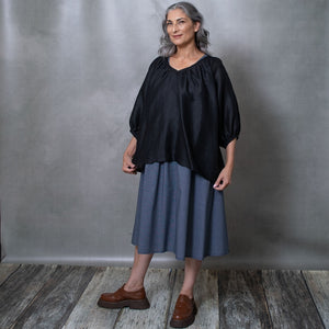 Athena Black Linen Top