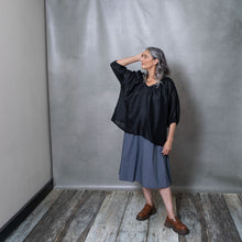 Athena Black Linen Top