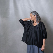 Athena Black Linen Top