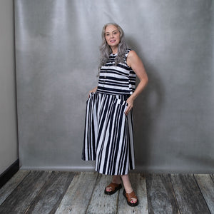 Dessa Typewriter Stripe Cotton Skirt