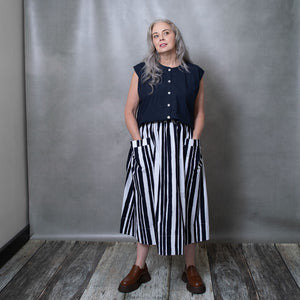 Dessa Typewriter Stripe Cotton Skirt