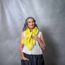 Hand Embroidered Yellow Gauze Linen Scarf